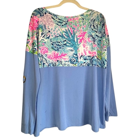 Lilly Pulitzer Finn Top Long Sleeve Cotton Blend Multi Sink or Swim SZ XL - Picture 8 of 9